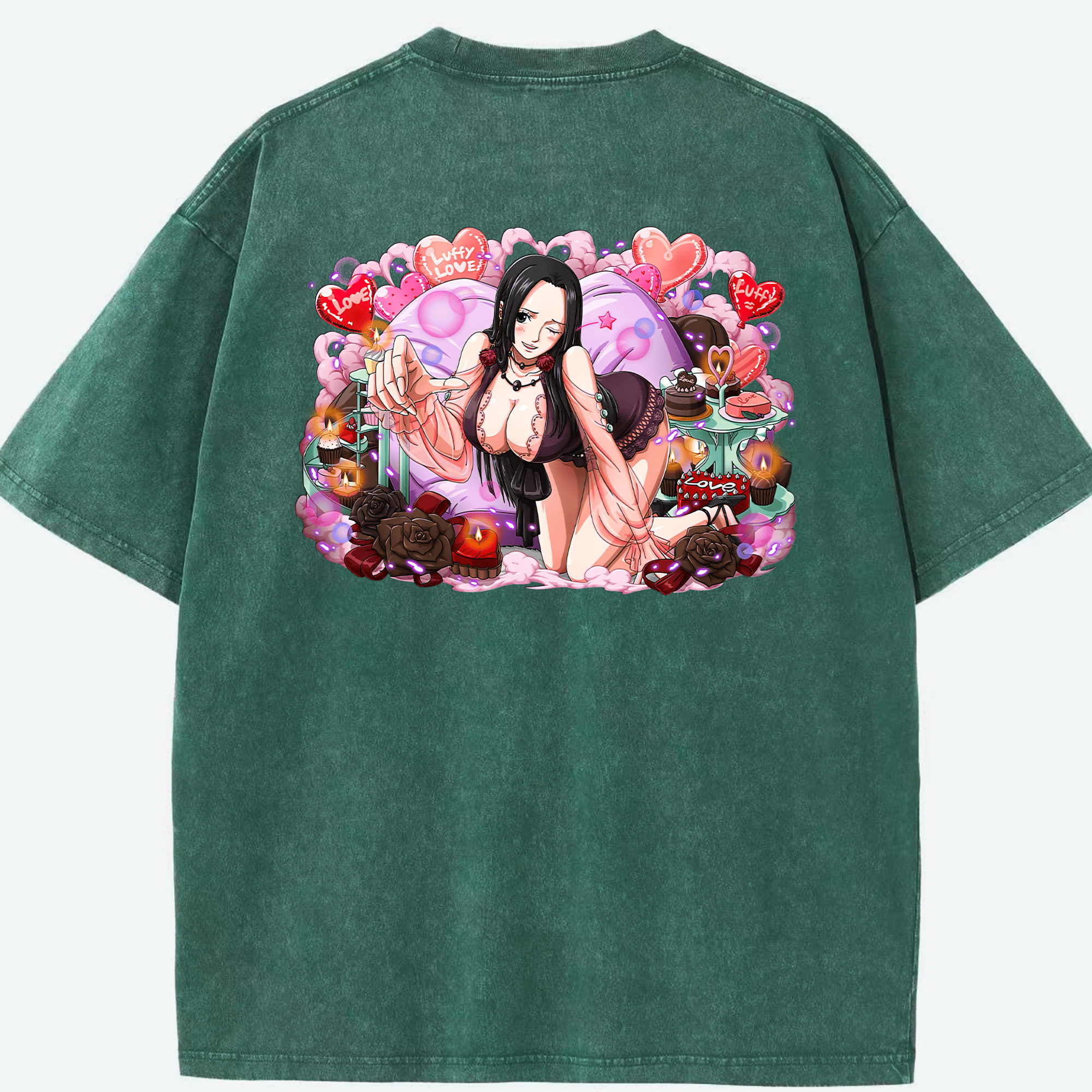 ワンピース ボア・ハンコック ONE PIECE Boa·Hancock 綿100% ヴィンテージ風 半袖Tシャツ（背面プリント）